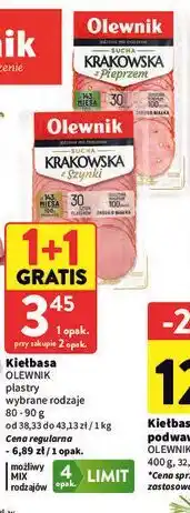 Intermarche Kiełbasa OLEWNIK plastry wybrane rodzaje oferta