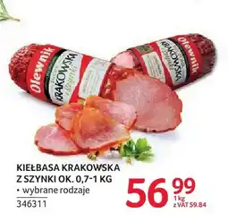 Selgros Kiełbasa krakowska z szynki Olewnik oferta