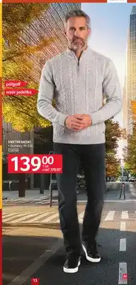 Selgros Sweter męski półgolf wzór jodełka oferta
