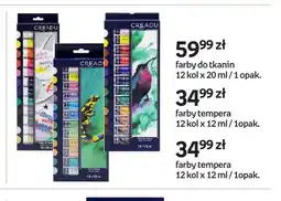 Empik Farby do tkanin 12 kol. x 20 ml Creadu oferta