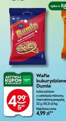 Żabka Wafle kukurydziane z czekoladą mleczną i karmelową posypką Dumle oferta