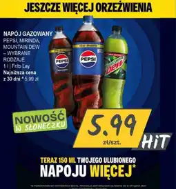 Słoneczko Napój gazowany Pepsi, Mirinda, Mountain Dew oferta