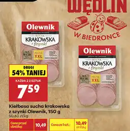 Biedronka Kiełbasa sucha krakowska z szynki Olewnik oferta