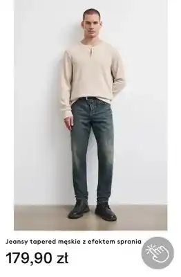Jeansy tapered męskie z efektem sprania