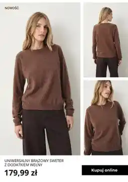 Greenpoint Uniwersalny brązowy sweter z dodatkiem wełny Greenpoint oferta