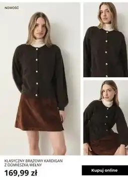 Greenpoint Klasyczny brązowy kardigan z domieszką wełny Greenpoint oferta