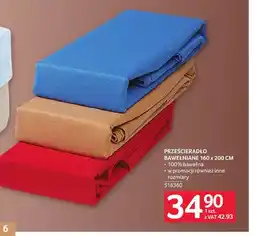 Selgros Prześcieradło bawełniane 160x200 cm oferta