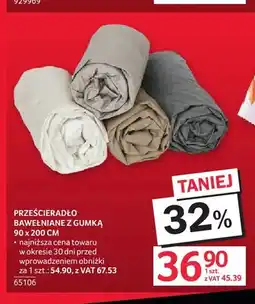 Selgros Prześcieradło bawełniane z gumką 90x200 cm oferta