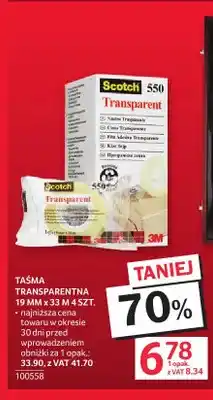 Selgros Taśma transparentna 19mmx33 m 4-pak Scotch oferta