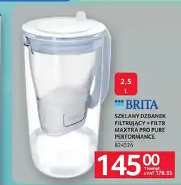 Selgros Szklany dzbanek filtrujący Brita + filtr Maxtra Pro Pure Performance oferta