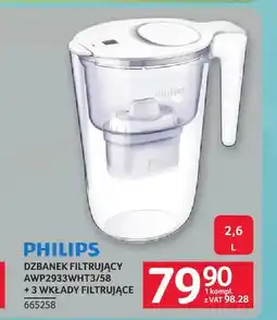Selgros Dzbanek filtrujący Philips AWP2933WHT3/58 + 3 wkłady filtrujące oferta