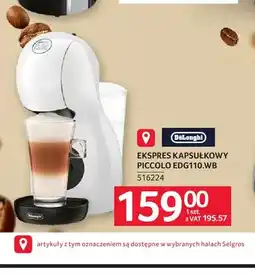 Selgros Ekspres kapsułkowy Piccolo EDG110.WB DeLonghi oferta