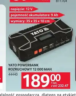 Selgros Powerbank rozruchowy 12 000mAh Yato oferta