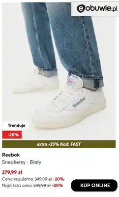 eobuwie Sneakersy biały Reebok oferta