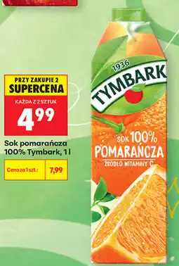 Biedronka Sok pomarańcza 100% Tymbark oferta