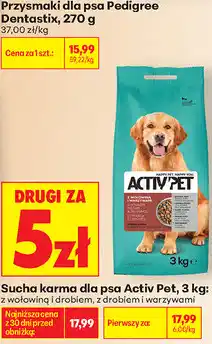 Biedronka Sucha karma dla psa Activ Pet z wołowiną i drobiem, z drobiem i warzywami oferta