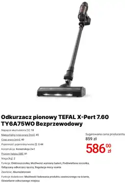 Media Expert Odkurzacz pionowy TEFAL X-Pert 7.60 TY6A75WO Bezprzewodowy oferta