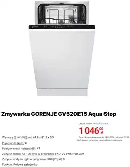 Media Expert Zmywarka GORENJE GV520E15 Aqua Stop oferta