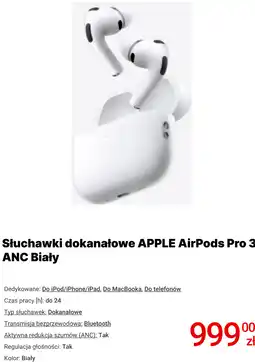 Media Expert Słuchawki dokanałowe APPLE AirPods Pro 2 ANC Biały oferta