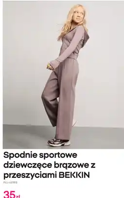 Pepco Spodnie sportowe dziewczęce brązowe z przeszyciami BEKKIN oferta