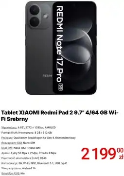 Media Expert Tablet XIAOMI Redmi Pad 2 9.7 4/64 GB Wi-Fi Srebrny oferta