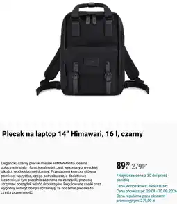 Biedronka Plecak na laptop 14” Himawari, 16 l, czarny oferta