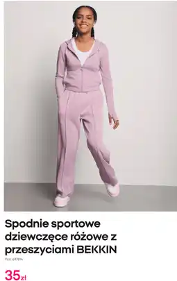Pepco Spodnie sportowe dziewczęce różowe z przeszyciami BEKKIN oferta