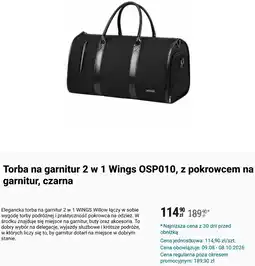Biedronka Torba na garnitur 2 w 1 Wings OSP010, z pokrowcem na garnitur, czarna oferta