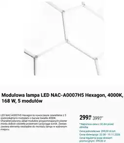 Biedronka Modułowa lampa LED NAC-A0007H5 Hexagon, 4000K, 168 W, 5 modułów oferta
