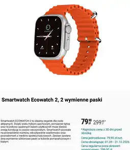 Biedronka Smartwatch Ecowatch 2, 2 wymienne paski oferta