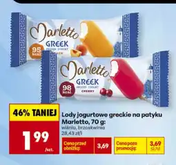Biedronka Lody jogurtowe greckie na patyku Marletto Greek brzoskwinia oferta