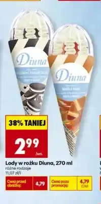 Biedronka Lody w rożku Diuna o smaku waniliowym z kawałkami ciastek oferta