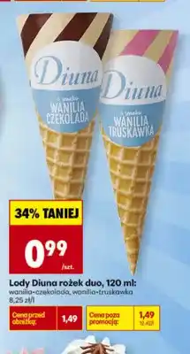 Biedronka Lody Diuna rożek duo wanilia-czekolada oferta