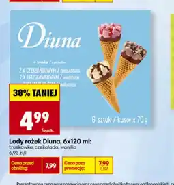 Biedronka Lody rożek Diuna truskawka 6-pak oferta