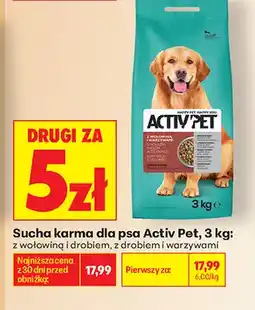 Biedronka Sucha karma dla psa Activ Pet z drobiem i warzywami oferta
