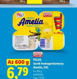 Lidl Serek homogenizowany Pilos Amelia waniliowy XXL 4-pak oferta