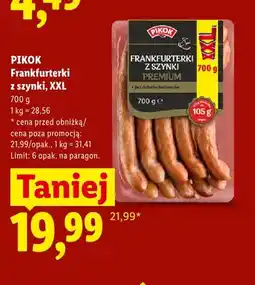Lidl Frankfurterki z szynki Pikok Premium XXL oferta