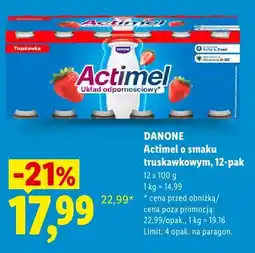 Lidl Napój jogurtowy Danone Actimel o smaku truskawkowym 12-pak oferta