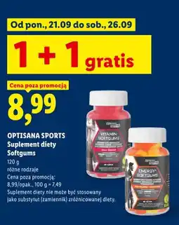 Lidl Suplement diety Vitamin Softgums Optisana Sports oferta