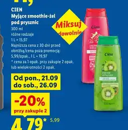 Lidl Żel pod prysznic Cien Myjące smoothie-żel Kiwi oferta