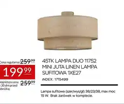 Abra Lampa sufitowa 45TK Duo 11752 Mini Juta Linen oferta