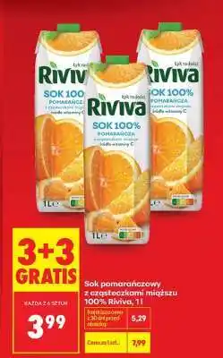 Biedronka Sok pomarańczowy z cząsteczkami miąższu 100% Riviva, 1l oferta