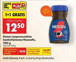Biedronka Kawa rozpuszczalna bezkofeinowa Nescafé, 100 g oferta