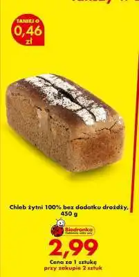 Biedronka Chleb żytni 100 % bez dodatku drożdży 450 g oferta