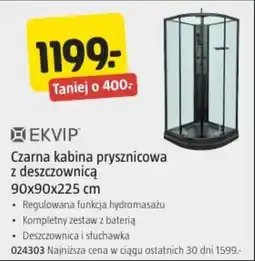 Jula Czarna kabina prysznicowa z deszczownicą oferta