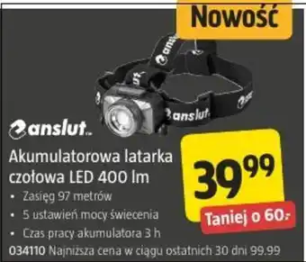 Akumulatorowa latarka czołowa led 400 lm