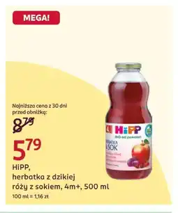 Rossmann Herbatka z dzikiej róży z sokiem 4 m+ HiPP oferta