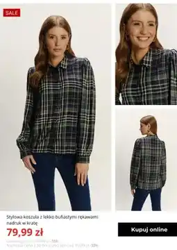 Greenpoint Stylowa koszula z lekko bufiastymi rękawami nadruk w kratę Greenpoint oferta