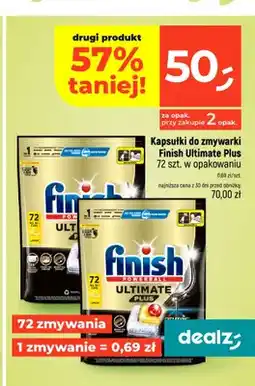 Dealz Kapsułki do zmywarki Finish Ultimate Plus Lemon 72-pak oferta