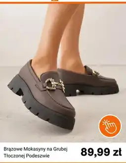 Born2be Brązowe mokasyny na grubej tłoczonej podeszwie oferta